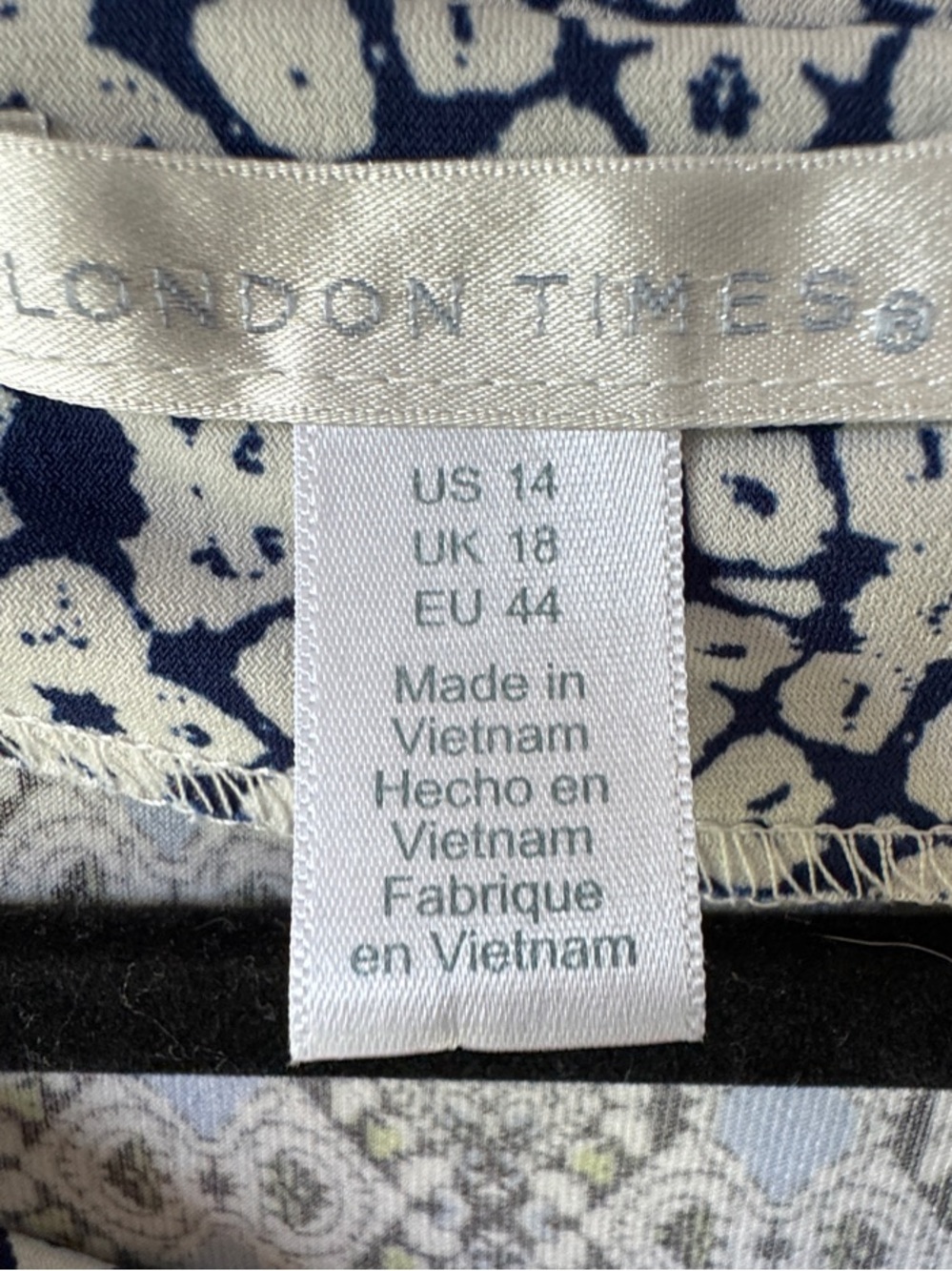 London Times Navy and Light Blue Geometric Boatneck Tunic - Picture 4 of 5